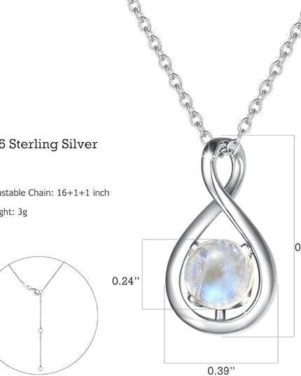 FANCIME Birthstone Necklaces for Women Fine Jewelry Sterling Silver Dainty Infinity Pendant Anniversary Birthday Christmas Gifts for Her Wife Mom Lady Daughter, Chain 16"+2" Extend