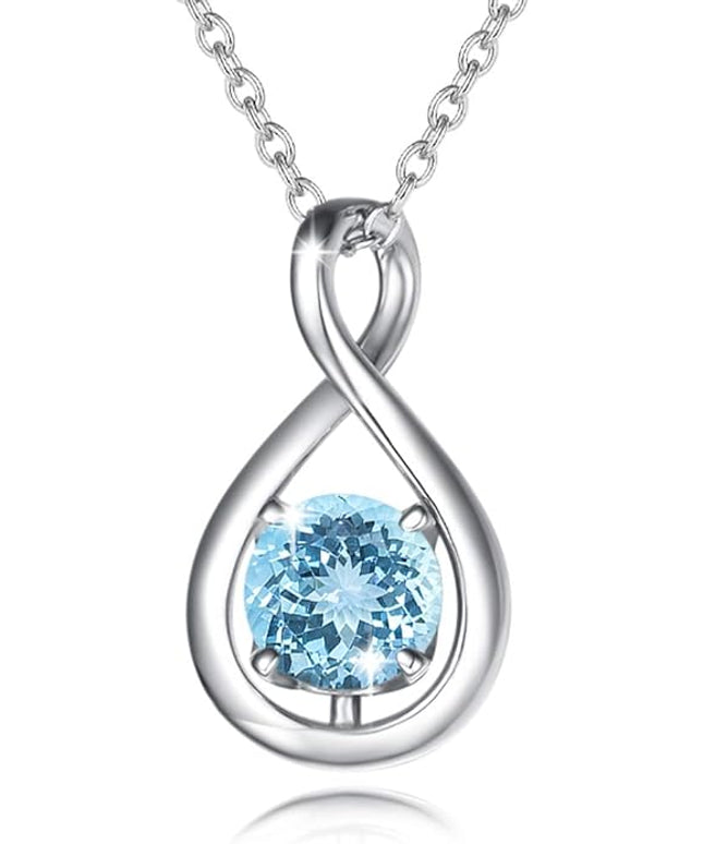 FANCIME Birthstone Necklaces for Women Fine Jewelry Sterling Silver Dainty Infinity Pendant Anniversary Birthday Christmas Gifts for Her Wife Mom Lady Daughter, Chain 16"+2" Extend
