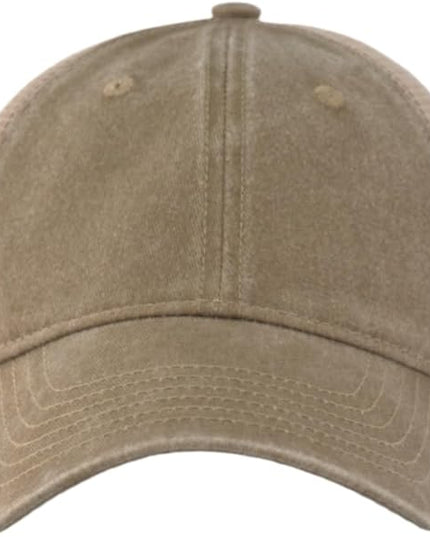 Vintage Washed Soft Crown Baseball Cap Plain Snapback Trucker Hat Men Women Adjustable Distressed Mesh-Back Ball Cap