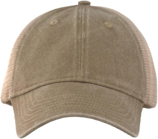 Vintage Washed Soft Crown Baseball Cap Plain Snapback Trucker Hat Men Women Adjustable Distressed Mesh-Back Ball Cap