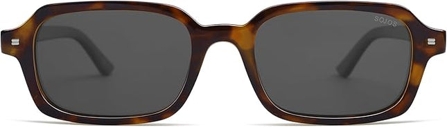 SOJOS Trendy Rectangle Polarized Sunglasses Womens Mens, Small Retro Fashion Thin Slim Square Sunnies SJ2610