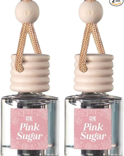 C&E Craft Co Hanging Car Air Freshener Diffuser 2 Pack, Long Lasting Fragrance Oil Car Freshener, Glass Bottle Auto Air Freshener, Made in USA (Pink Sugar)