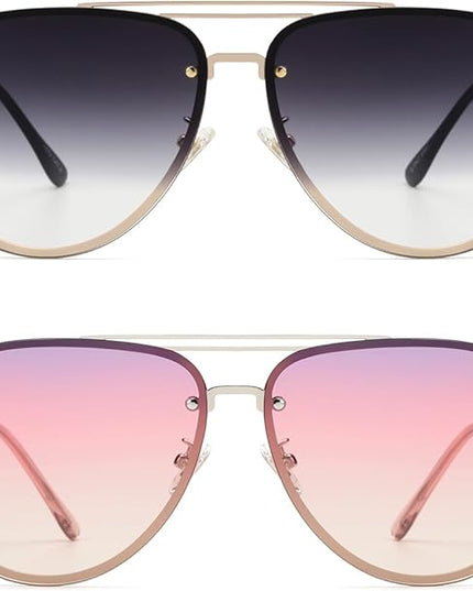 Trendy Oversized Aviator Sunglasses Womens, Retro Cute Big Shades Women's Fashion Sun Glasses UV Protection VF2203