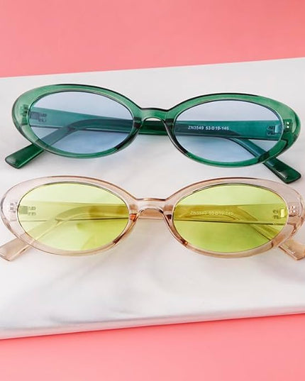 90s Sunglasses for Women Men Retro Small Oval Sunglasses