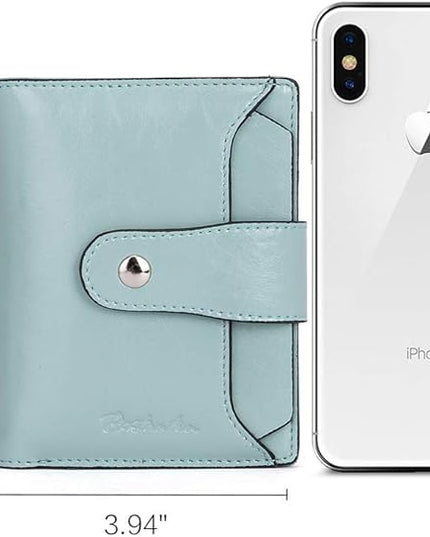 BOSTANTEN Women Leather Wallet RFID Blocking Small Bifold Zipper Pocket Wallet Card Case Purse with ID Window