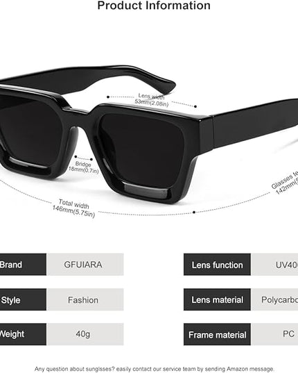 Trendy Square Sunglasses for Men Women Fashion Thick Rectangle Sun Glasses UV Protection Shades Designer Style