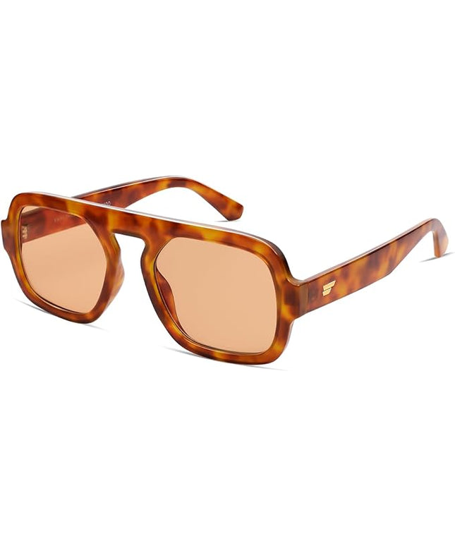 VANLINKER Oversized Retro Square Aviator Sunglasses for Women Men 70s Vintage Style Trendy Big Flat Top Sun Glasses VL9826