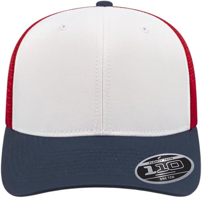 Cap America i8502 Flexfit 110 Premium Mid Profile 6-Panel Mesh Back Trucker Cap Hat w/UV Guard & Adjustable Snapback