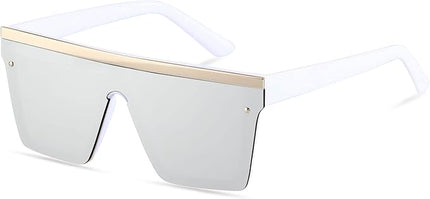 LYZOIT Square Oversized Sunglasses for Women Men Big Flat Top Fashion Shield Large UV Protection Rimless Shades