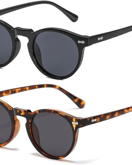 Gleyemor Vintage Polarized Sunglasses for Men Round Sunglasses UV400 Protection Retro Hand-crafted Acetate Frame
