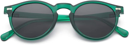 Gleyemor Vintage Polarized Sunglasses for Men Round Sunglasses UV400 Protection Retro Hand-crafted Acetate Frame