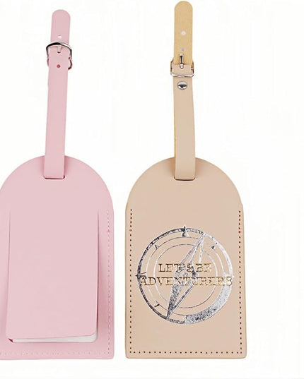 Luggage Tags for Suitcases, PU Leather Luggage Flip Privacy Cover Protection Tags Luggage Tags, for Travel Essentials, Stylish Baggage Labels for Handbags(2 Pack,Compass