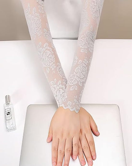 Women's Short Lace Gloves Fingerless for Driving Wedding Wrist Length Bridal Prom Gloves