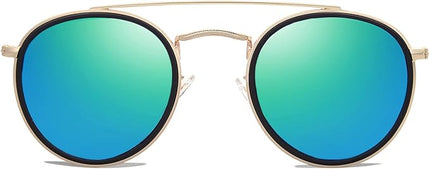 SOJOS Retro Vintage Round Polarized Sunglasses for Women Men Small Double Bridge Circle Sunnies SJ1104