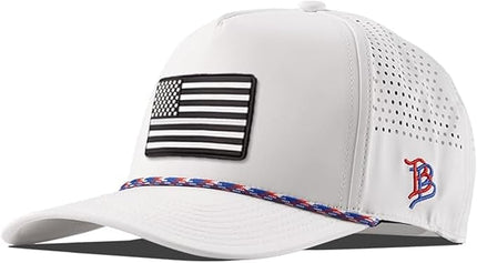 Branded Bills Vintage Old Glory PVC Curved 5 Panel Rope Hat, Fits 7-7 7/8, Adjustable Snapback | Lightweight, Comfort Stretch