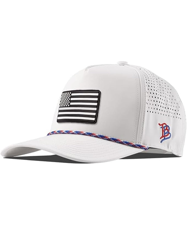 Branded Bills Vintage Old Glory PVC Curved 5 Panel Rope Hat, Fits 7-7 7/8, Adjustable Snapback | Lightweight, Comfort Stretch