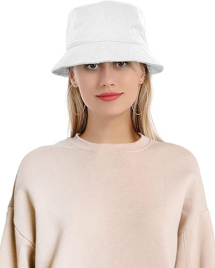 Falari Men Women Unisex Cotton Bucket Hat 100% Cotton Packable for Travel Fishing Hunting Summer Camp