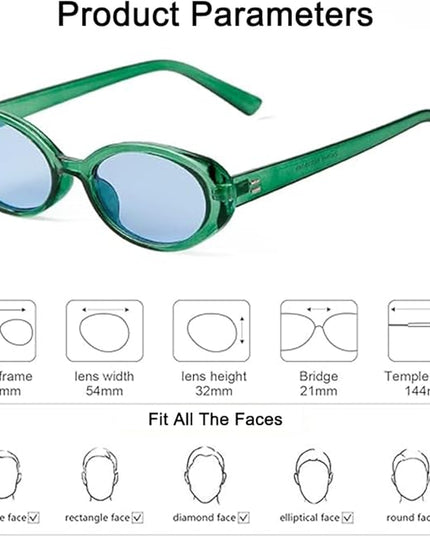 90s Sunglasses for Women Men Retro Small Oval Sunglasses