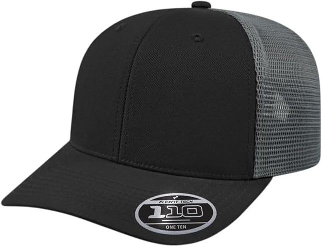 Cap America i8502 Flexfit 110 Premium Mid Profile 6-Panel Mesh Back Trucker Cap Hat w/UV Guard & Adjustable Snapback