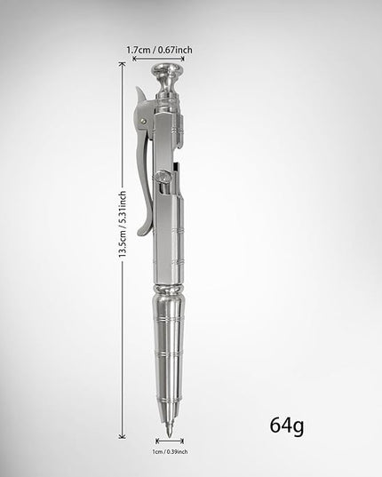 Dr. Metalleung Heavy Duty Stainless Steel Bolt Action Pen - Tactical EDC Retractable Ballpoint Pen with CNC Precision, Pocket Clip, Refillable (Black G2 Ink) - Perfect for Gifts & Smooth Writing