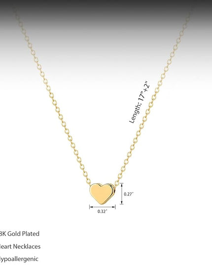 Cute Heart Necklace Dainty 18k Gold Plated Tiny Heart Pendant Choker Necklaces Small Gold Love Open Heart Chain Necklace for Women Simple Gold Necklace for Women Trendy Jewelry