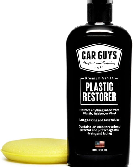CAR GUYS Plastic Restorer | Bring Plastic, Rubber, and Vinyl Back to Life! | User Friendly Trim Restorer | Safe Auto Detailing Supplies | 8 Oz Kit with Foam Applicator