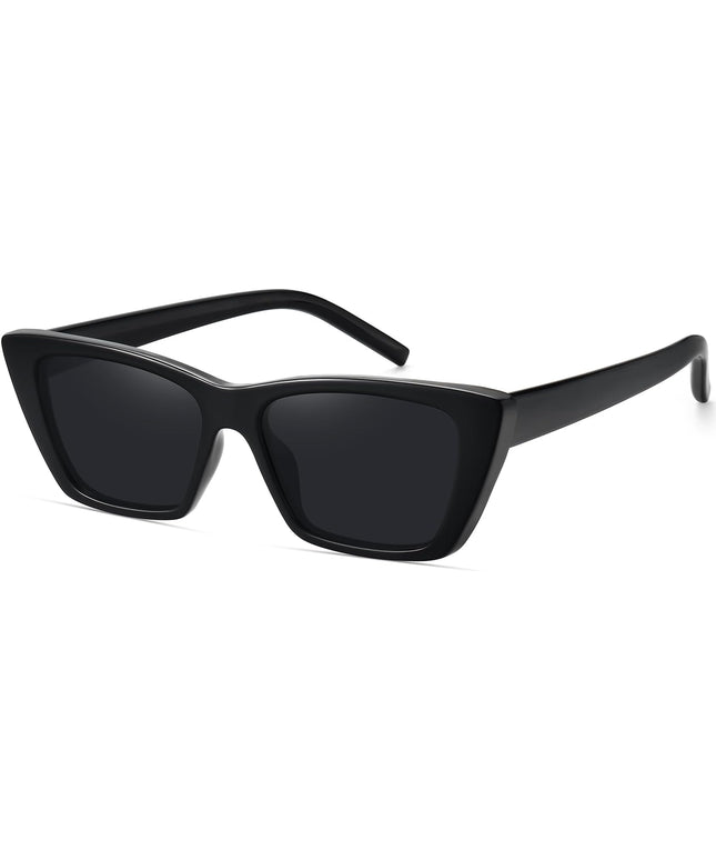 WOWSUN Narrow Small Vintage Polarized Cat Eye Sunglasses for Women
