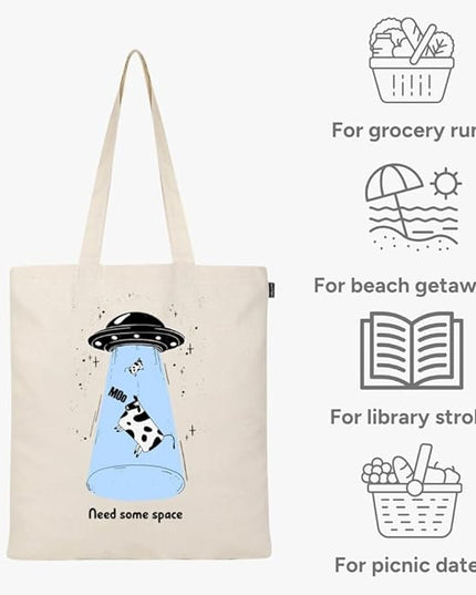 Eco Right Tote Bag for Women, Reusable Grocery Bag, Canvas Tote Bag for Shopping, Cotton Bag for Daily Use, Gifts for Women