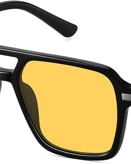 Retro Aviator Sunglasses for Women Men Trendy Classic Square 70s 80s 90s Vintage Shades Double Bridge Aviators FZN813