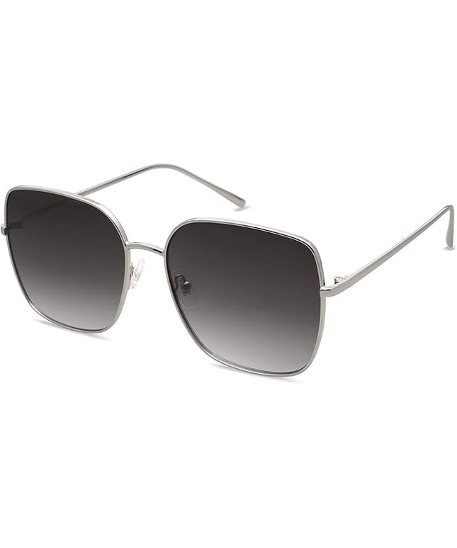 SOJOS Trendy Oversized Square Metal Frame Sunglasses for Women Men Retro Big Flat Lens UV Protection Sunglasses SJ1146