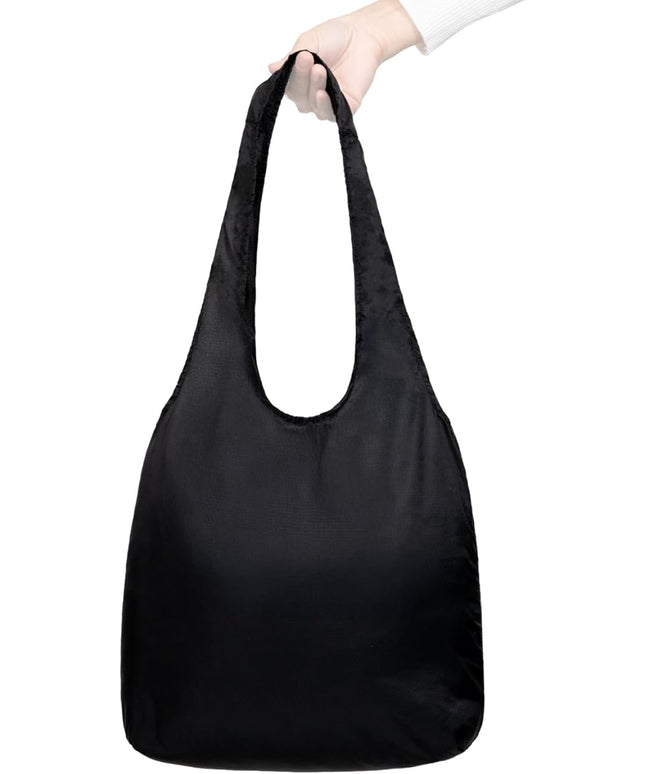 Nanobag Ultralight Foldable Tote for Women & Men, Reusable Grocery & Travel Bag, Packable Collapsible Compact Market Essential (Micro Black)