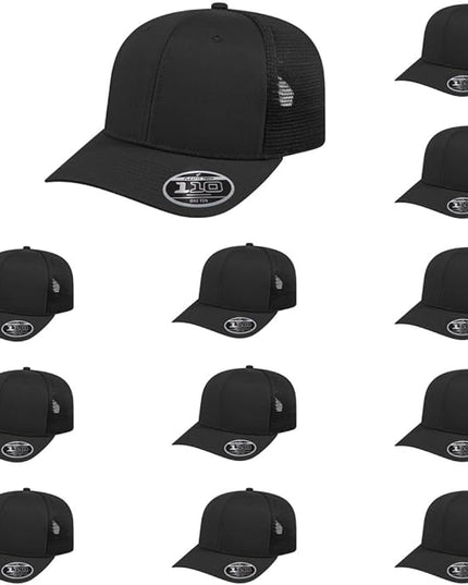 Cap America i8502 Flexfit 110 Premium Mid Profile 6-Panel Mesh Back Trucker Cap Hat w/UV Guard & Adjustable Snapback