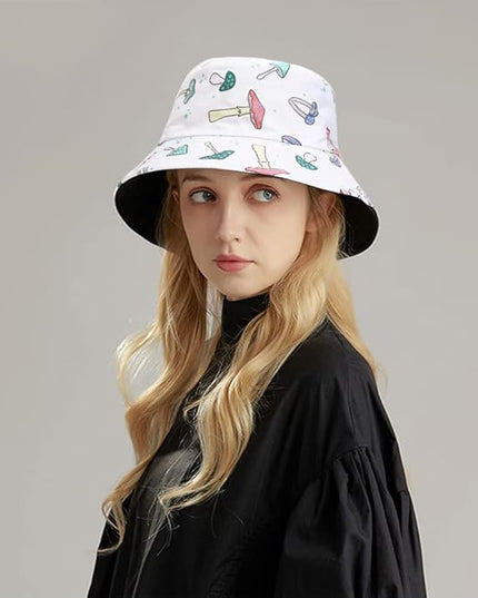 XYIYI Cute Bucket Hat Beach Fisherman Hats for Women, Reversible Double-Side-Wear