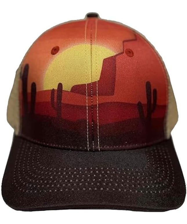Western Trucker Charcoal Bull Cactus Baseball Cap Outdoor Punchy Mesh Snap Back with Adjustable Fit for Country Wear