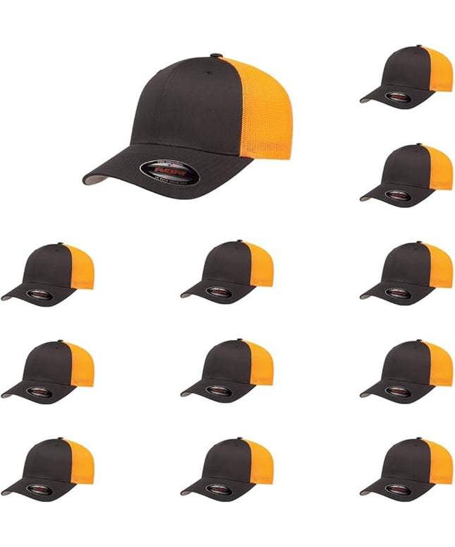 Flexfit 6511 Fitted Mid-Profile Stretchable Mesh Panels Trucker Cap | Bulk Pack Available