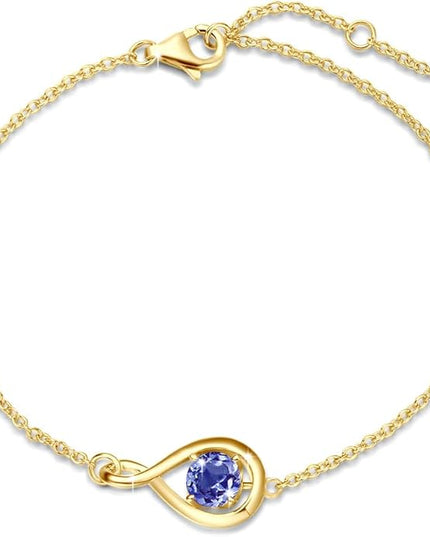FANCIME Love Bracelet 925 Sterling Silver Infinity Birthstone Bracelets for Women Fine Jewelry Birthday Christmas Gifts for Her Mom Wife, Chain Length 6.7"+1.2" Extend