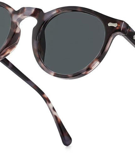 Gleyemor Vintage Polarized Sunglasses for Men Round Sunglasses UV400 Protection Retro Hand-crafted Acetate Frame