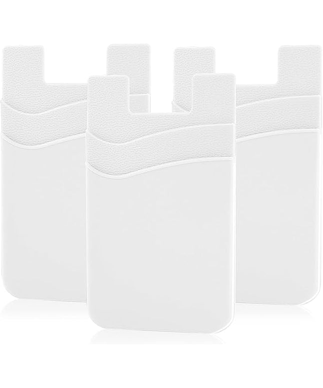 SS Phone Wallet, Card Holder for Phone Case Stick on Silicone Double Phone Pocket Suitable for iPhone Samsung Galaxy Any Smartphone 3 Pack