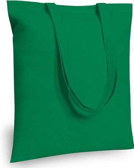 TOPDesign 12-Pack Economical 16"x15" Kelly Green Cotton Tote Bag, Lightweight Medium Reusable Grocery Shopping Cloth Bags, Suitable for DIY, Advertising, Promotion, Gift, Activity