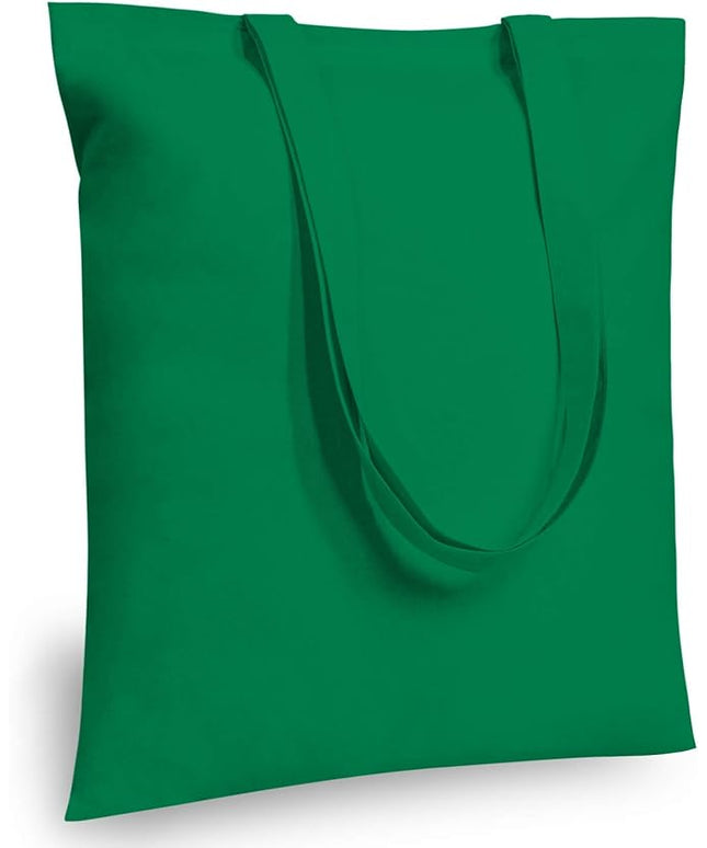 TOPDesign 24-Pack Economical 16"x15" Kelly Green Cotton Tote Bag, Lightweight Medium Reusable Grocery Shopping Cloth Bags, Suitable for DIY, Advertising, Promotion, Gift, Activity