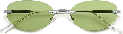 SOJOS Retro Small Oval Sunglasses Womens Trendy Rimless Sun Glasses Vintage Narrow Shades SJ1242