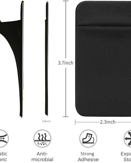 3Pack Cell Phone Card Holder Pocket for Back of Phone,Stretchy Stick on Wallet Credit Card ID Case Pouch Sleeve Self Adhesive Sticker with Flap for iPhone Samsung Galaxy-2Black+1Teal Green