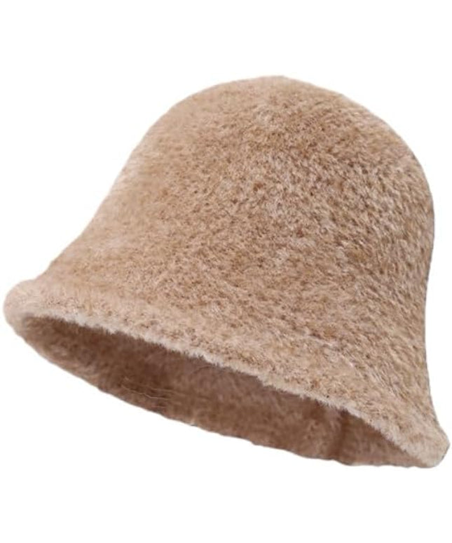 Winter Plush Fuzzy Polyester Bucket Hat Fisherman Hats for Women Men Bucket hat