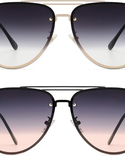 Trendy Oversized Aviator Sunglasses Womens, Retro Cute Big Shades Women's Fashion Sun Glasses UV Protection VF2203