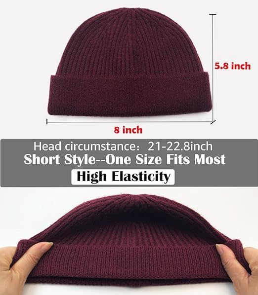 Fisherman Beanie Hats for Men Women,Wool Knit Trawler Skull Cap,Watch Cap,Spring Fall Winter Warm Short Hats