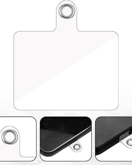50PCS Phone Tether Tab Cellphone Strap Transparent Phone Lanyard Tab Connector Lanyard Patch Universal Cellphone Tether Patches Non Adhesive Clear Replacement Patches for Most Smartphones Phones Cases