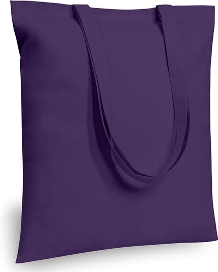 TOPDesign 24-Pack Economical 16"x15" Deep Purple Cotton Tote Bags, Lightweight Medium Reusable Grocery Shopping Cloth Bags, Suitable for DIY, Advertising, Promotion, Gift, Activity