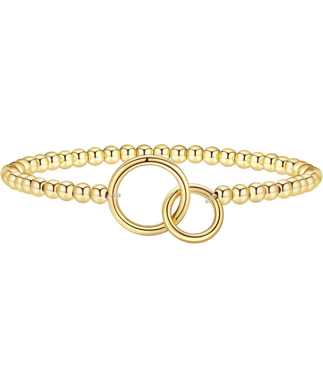 Gold Bracelets for Women 14K Gold Beaded Bracelets Stackable Bracelets for Women Gold Charm Bracelet Non Tarnish Gold Jewelry for Women Trendy