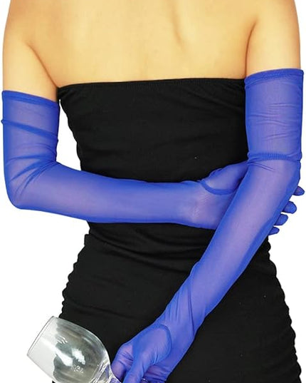 Women's Super Long Sheer Gloves 1920s Mesh Tulle Gloves for Opera Christmas Costume Party Dance Bridal
