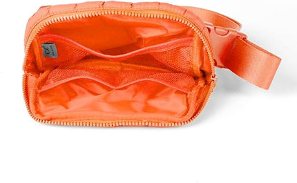 C.C Quilted Puffer Fanny Pack For Women Unisex - Daily Waist Crossbody Belt bag With Adjustable Strap (Orange)